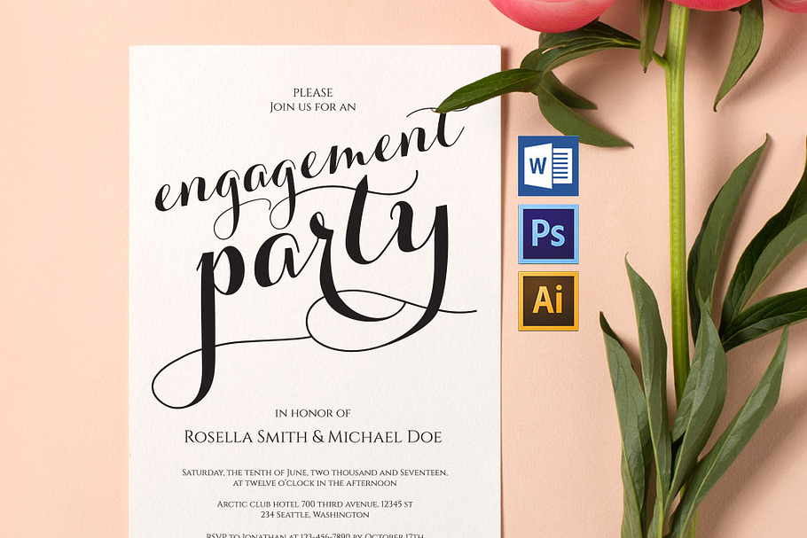 Engagement Party Invitation SHR231 in Wedding Templates - product preview 8