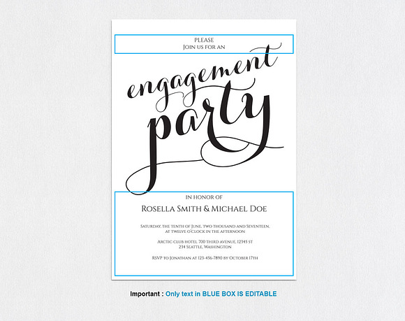 Engagement Party Invitation SHR231 in Wedding Templates - product preview 3