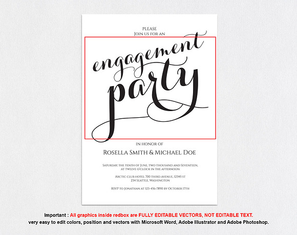 Engagement Party Invitation SHR231 in Wedding Templates - product preview 4