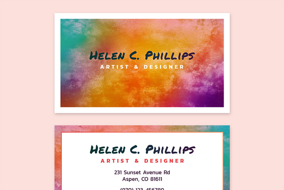 Watercolor Business Card Template 01 in Business Card Templates - product preview 8
