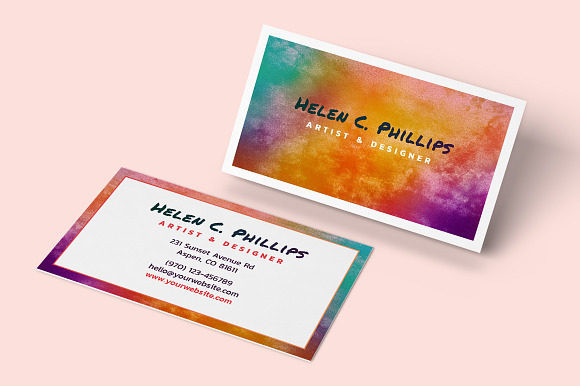 Watercolor Business Card Template 01 in Business Card Templates - product preview 2