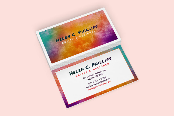 Watercolor Business Card Template 01 in Business Card Templates - product preview 3