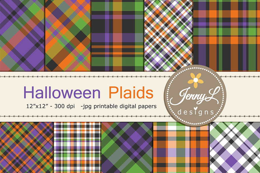 Halloween Plaid Digital Papers in Patterns - product preview 8