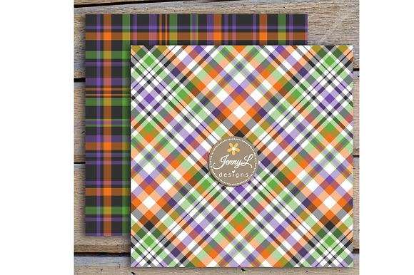 Halloween Plaid Digital Papers in Patterns - product preview 2
