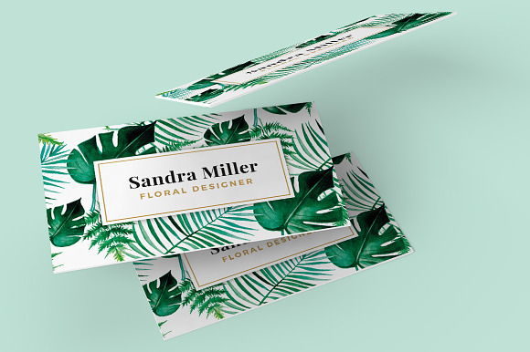 Watercolor Leaves - Business Card in Business Card Templates - product preview 4