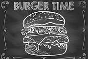 Chalkboard Burger Time Vector