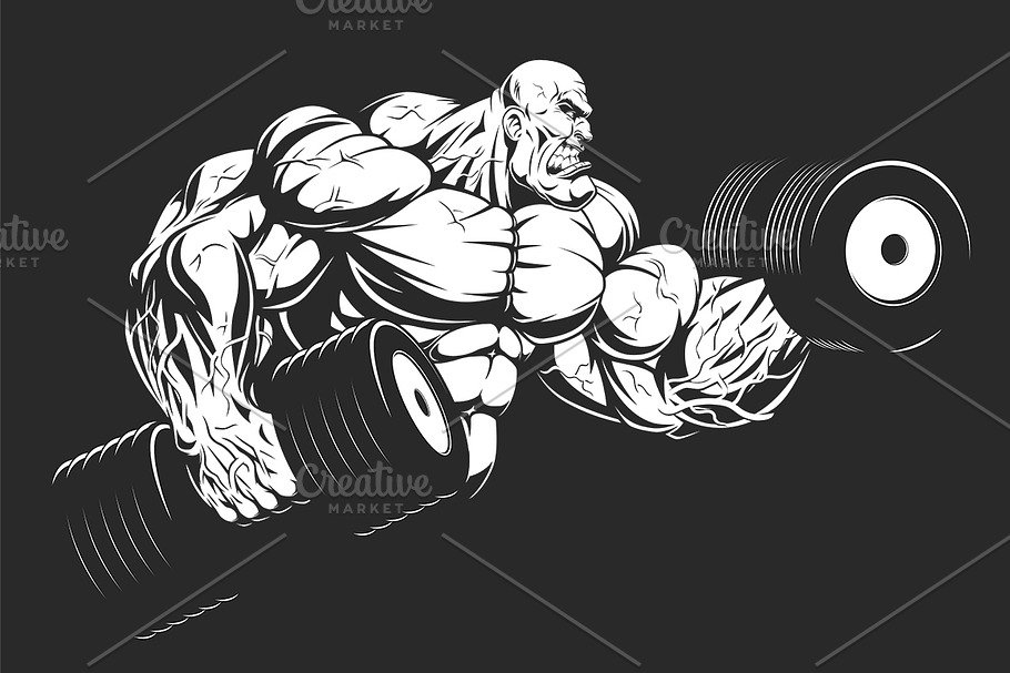 Bodybuilder with dumbbells in Illustrations - product preview 8