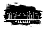 Manama Bahrain Skyline Silhouette.