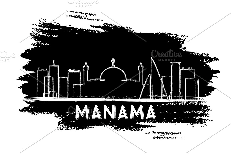 Manama Bahrain Skyline Silhouette. in Illustrations - product preview 8