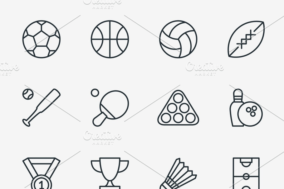 Sport icons in thin line style in Graphics - product preview 8
