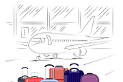 Airport luggage vector illustration