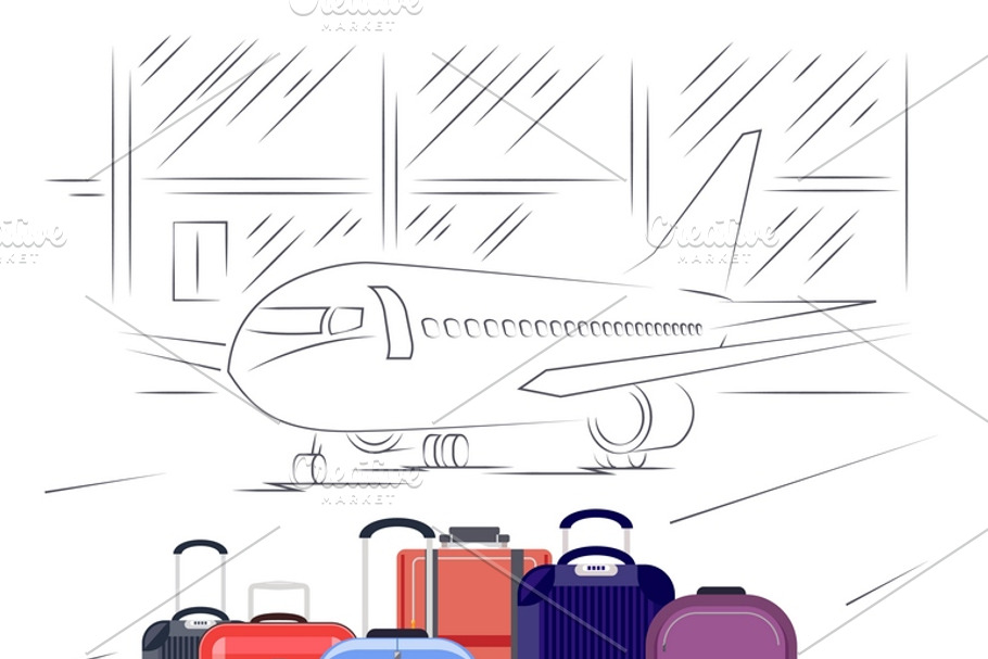 Airport luggage vector illustration in Illustrations - product preview 8