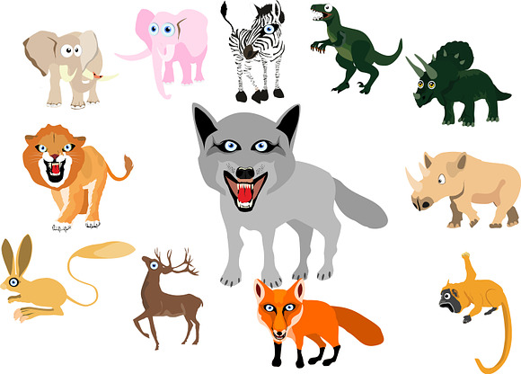 Cartoon Animals vector set in Objects - product preview 1