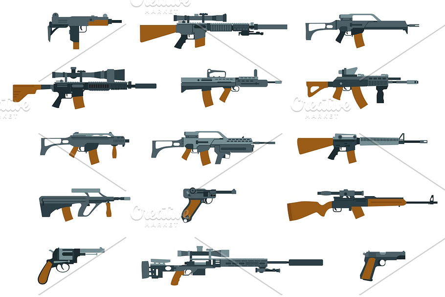 Weapons flat icons in Graphics - product preview 8