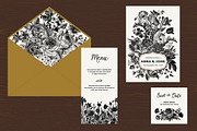 Wedding Set. B&W Floral Illustration