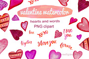 watercolor valentine hearts clipart