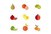 Fresh fruit icon set