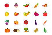 Fresh vegetables icon set