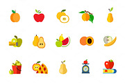 Fruit diet icon set