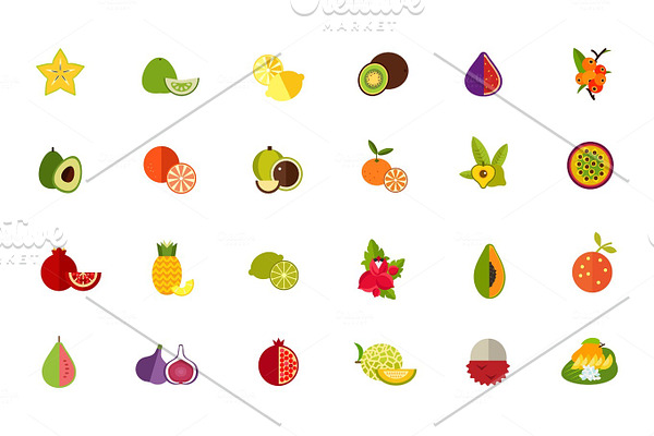 Fruit variety icon set