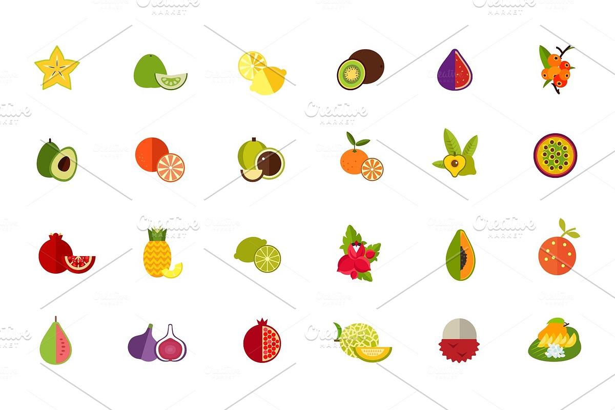 Fruit variety icon set in Illustrations - product preview 8