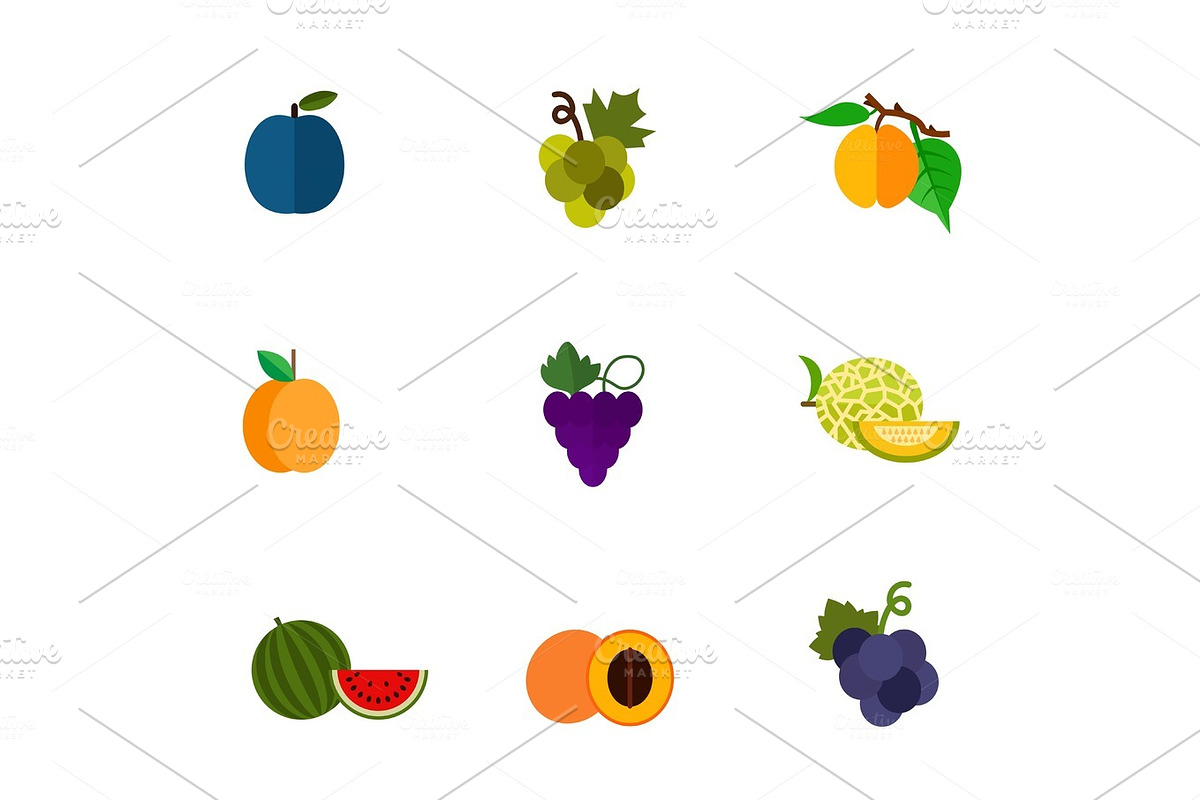 Fruits and berries icon set in Illustrations - product preview 8