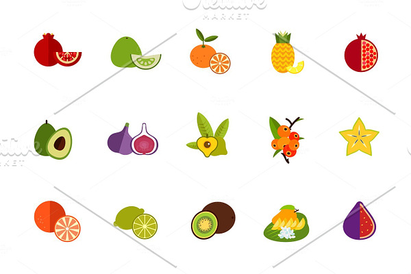 Fruits icon set