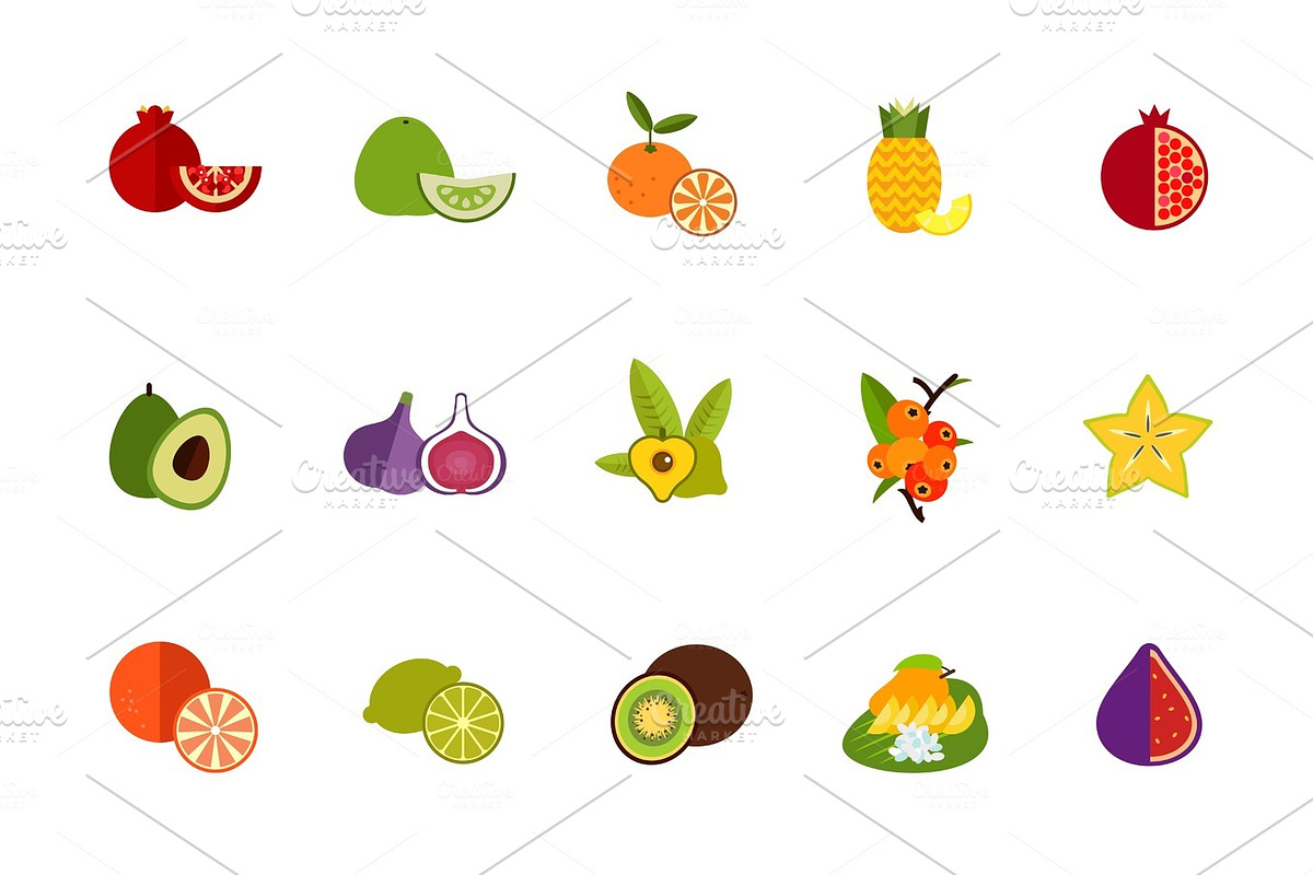 Fruits icon set in Illustrations - product preview 8