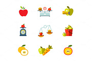 Healthy eating icon set