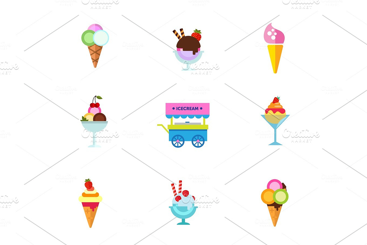 Ice cream dessert icon set in Illustrations - product preview 8