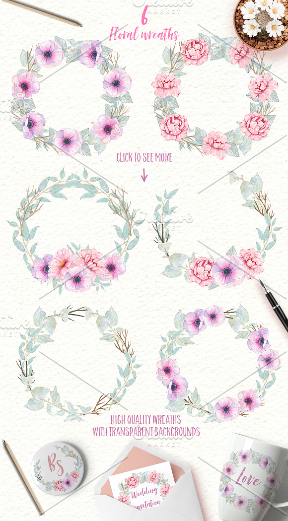Watercolor Flower clipart graphic in Illustrations - product preview 2