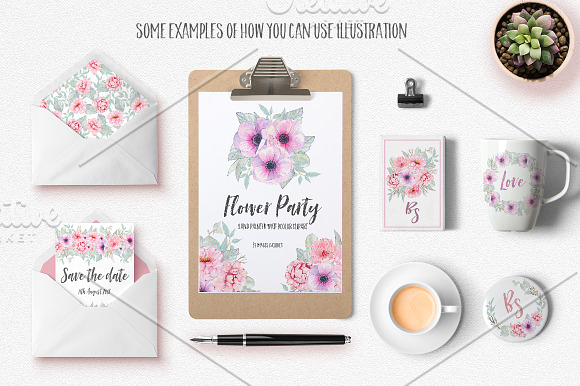 Watercolor Flower clipart graphic in Illustrations - product preview 6