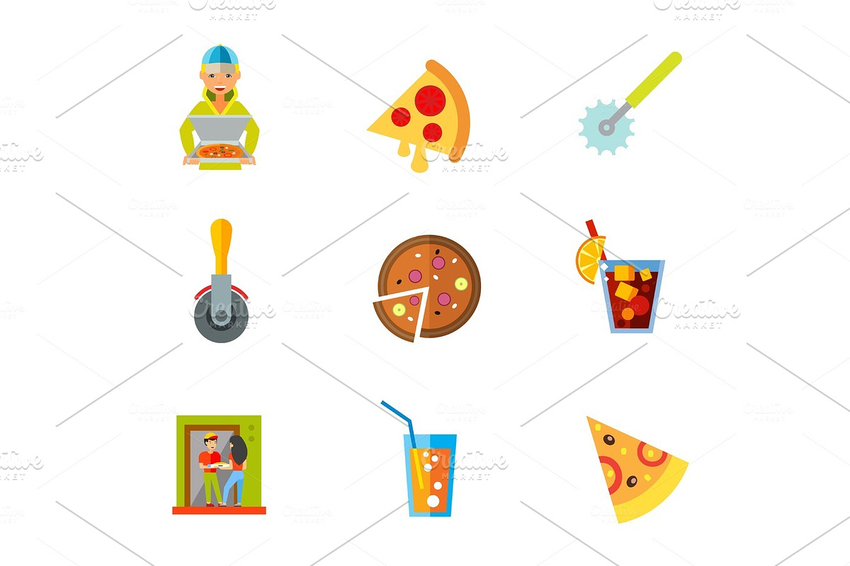 Pizza icon set in Illustrations - product preview 8