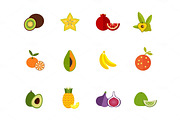 Seasonal fruit icon set