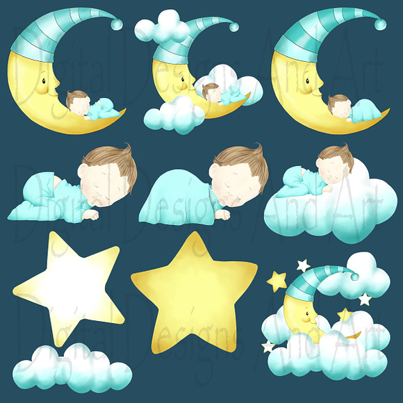 Baby boy clipart in Illustrations - product preview 4