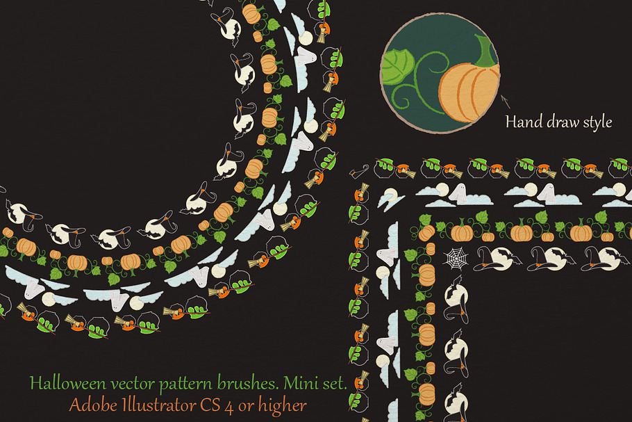 Halloween vector pattern brushes in Photoshop Brushes - product preview 8