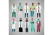 Muslims healthcare staff on transparent background