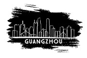 Guangzhou China Skyline Silhouette.