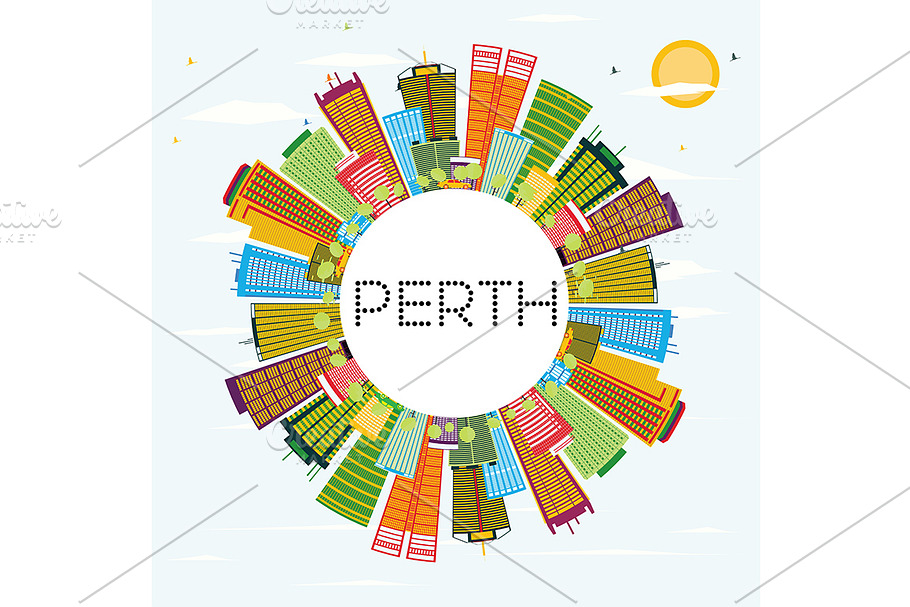 Perth Skyline in Illustrations - product preview 8