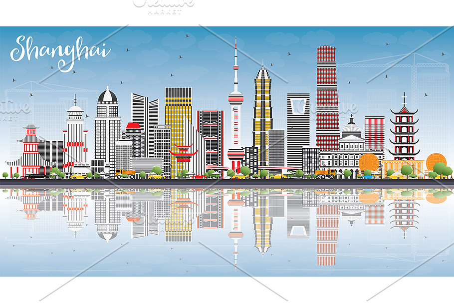 Shanghai Skyline in Illustrations - product preview 8