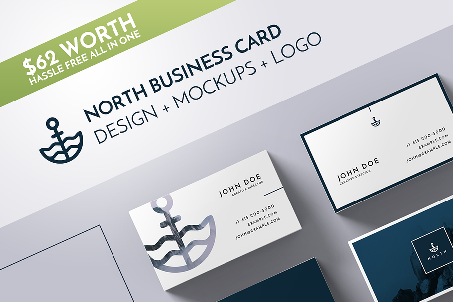 North Business Card Template Mockup in Business Card Templates - product preview 8
