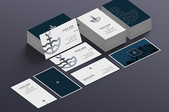 North Business Card Template Mockup in Business Card Templates - product preview 3