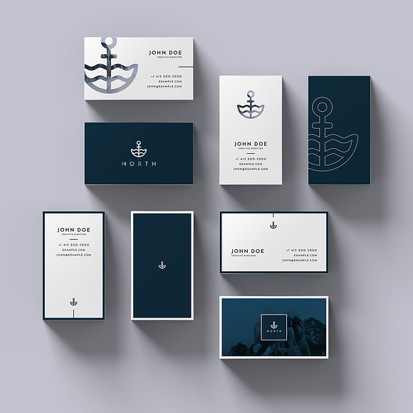 North Business Card Template Mockup in Business Card Templates - product preview 12