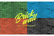 White brick wall texture. Set of seamless patterns.