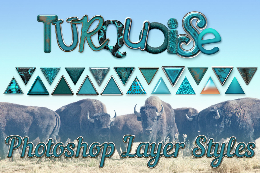 20 Turquoise Photoshop Layer Styles in Photoshop Layer Styles - product preview 8