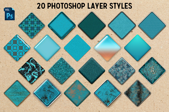 20 Turquoise Photoshop Layer Styles in Photoshop Layer Styles - product preview 2