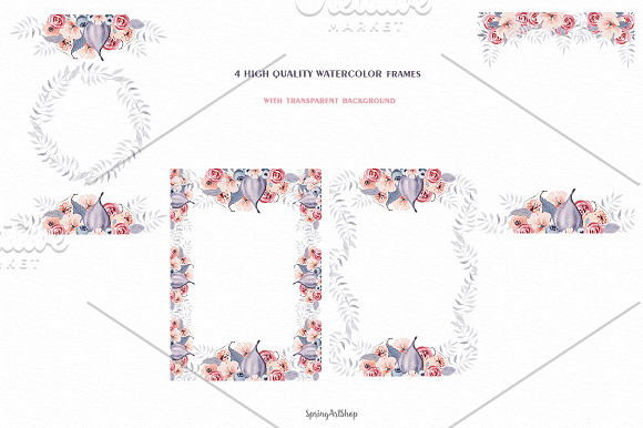 Bohemian watercolor flower Big Set in Illustrations - product preview 5
