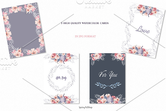 Bohemian watercolor flower Big Set in Illustrations - product preview 6