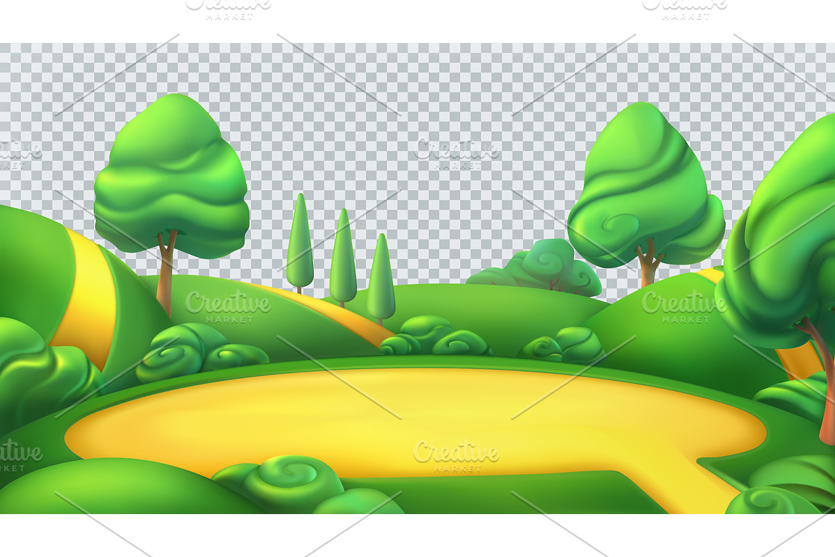 Park isolated 3d vector panorama in Illustrations - product preview 8