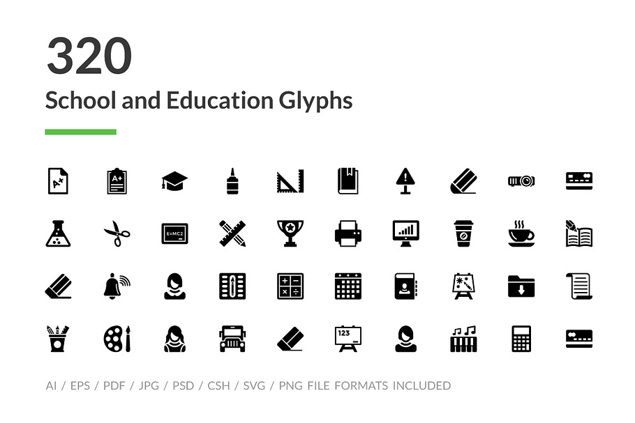 320 School and Education Glyph Icons